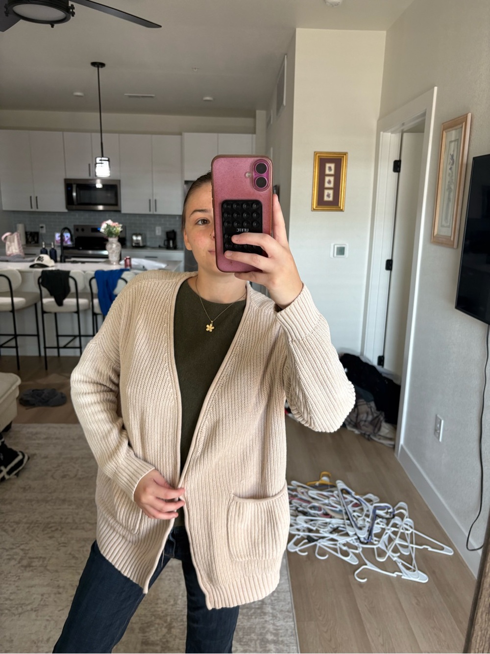 Universal Thread Cream Ribbed Open-Front Cardigan - Picture 3 of 7